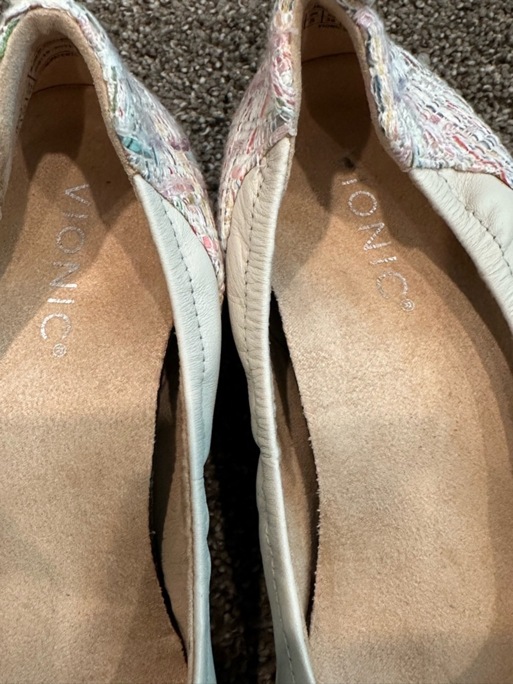 NWOB Vionic Jacey Leather Wedge Flats Cream Multi Tweed Back Accent Size 7 - Picture 5 of 6
